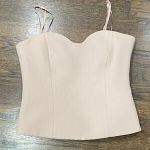 ZARA Pastel Pink Bustier Size XS Self-Lined Invisible Side Zip Sweetheart Neck